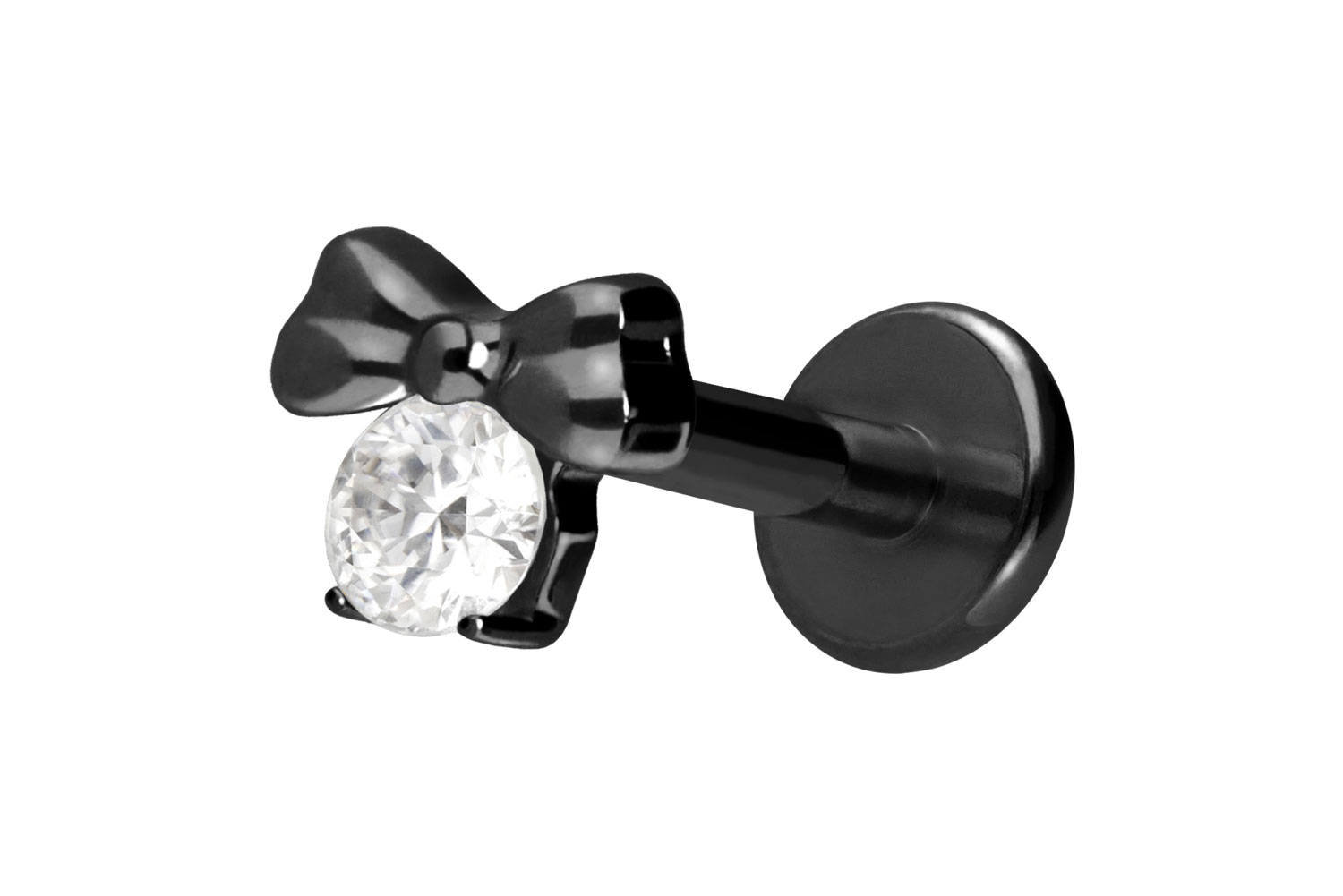 Titan Labret Piercing mit Innengewinde SCHLEIFE + KRISTALL